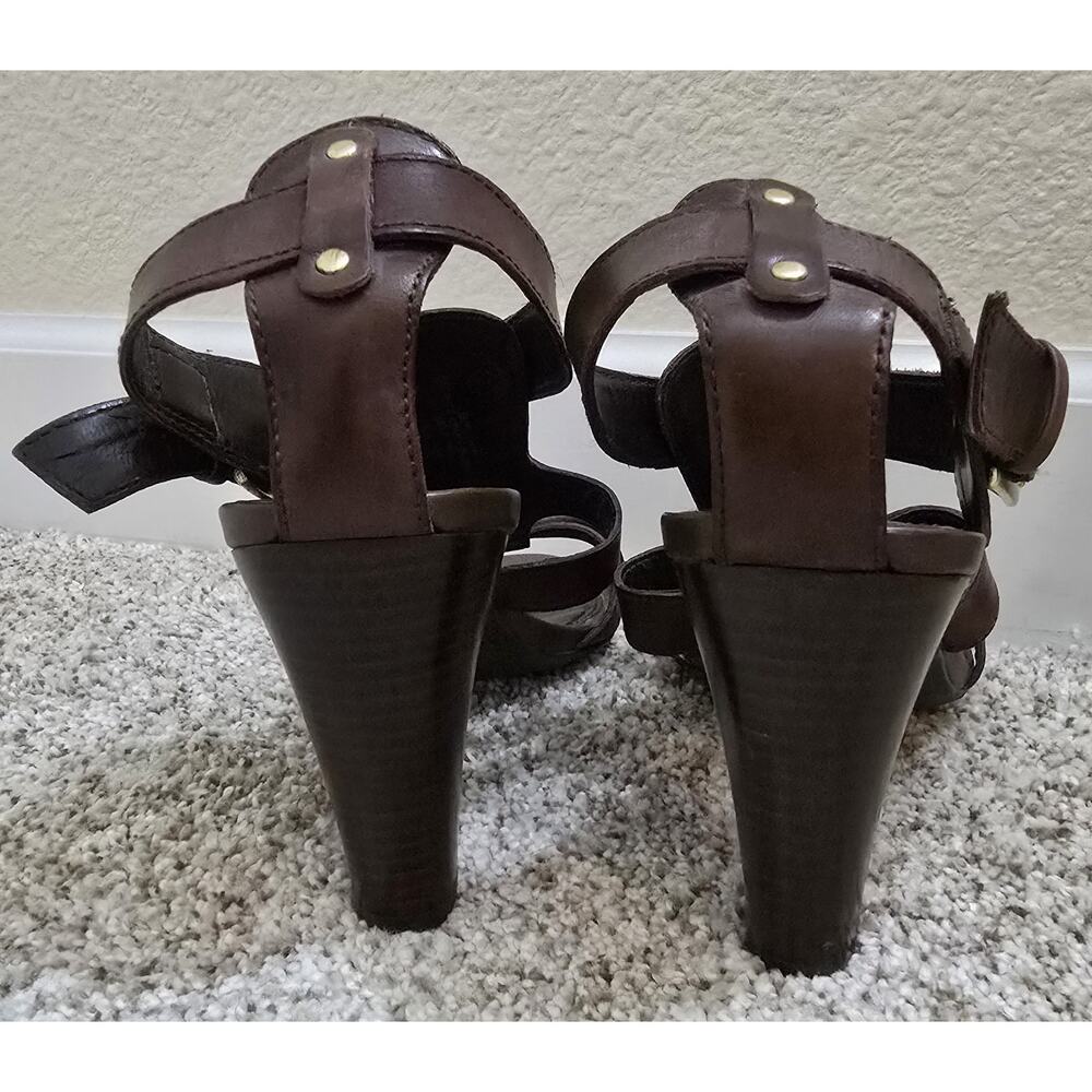 Women's Franco Sarto Leather 4-in Heel Strappy Sandal Sz 7M EUC - Picture 5 of 7